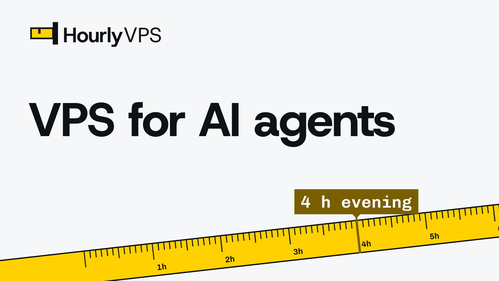 Title card reading “VPS for AI agents” for the HourlyVPS guide to sizing, securing and costing a VPS that runs AI agents