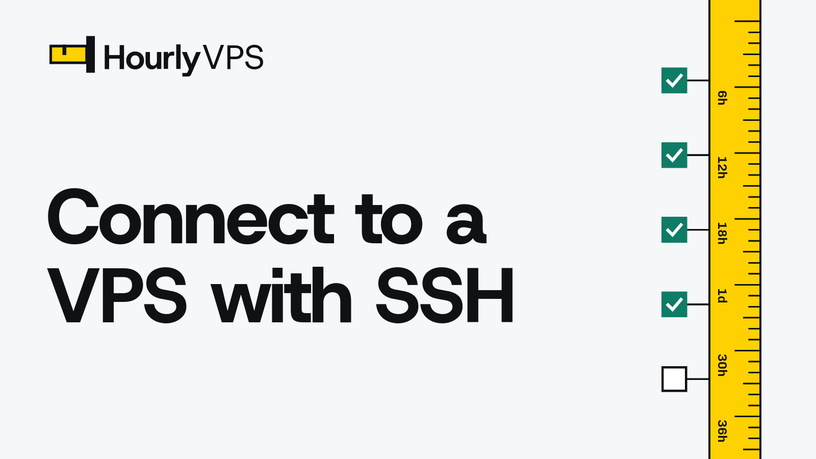 HourlyVPS blog cover labeled Connect to a VPS with SSH