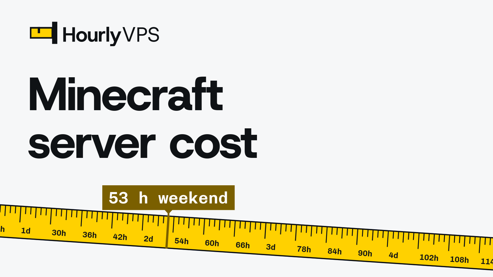 Title card reading “Minecraft server cost” for the HourlyVPS guide comparing weekend-only and 24/7 Minecraft server costs