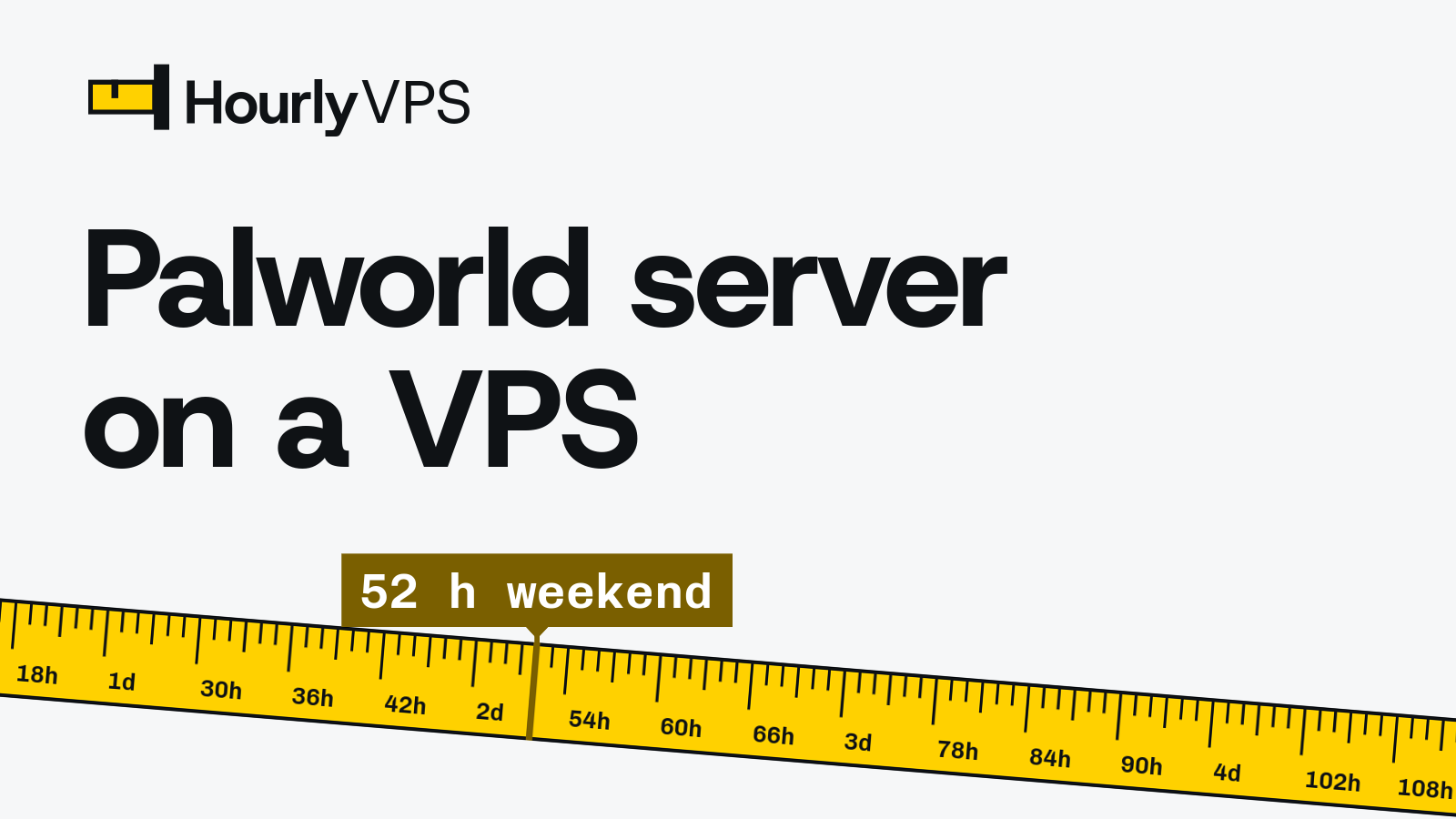 Title card reading “Palworld server on a VPS” for the HourlyVPS guide to running a Palworld dedicated server on an Ubuntu VPS