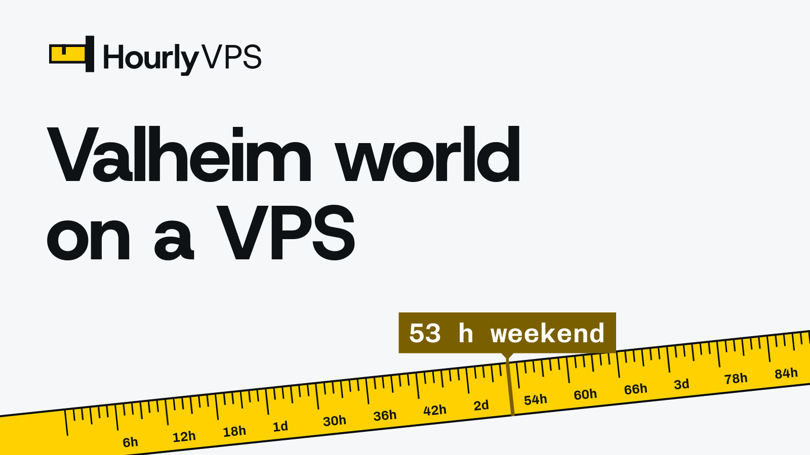 Title card reading “Valheim world on a VPS” for the HourlyVPS guide to running a Valheim dedicated server on an Ubuntu VPS