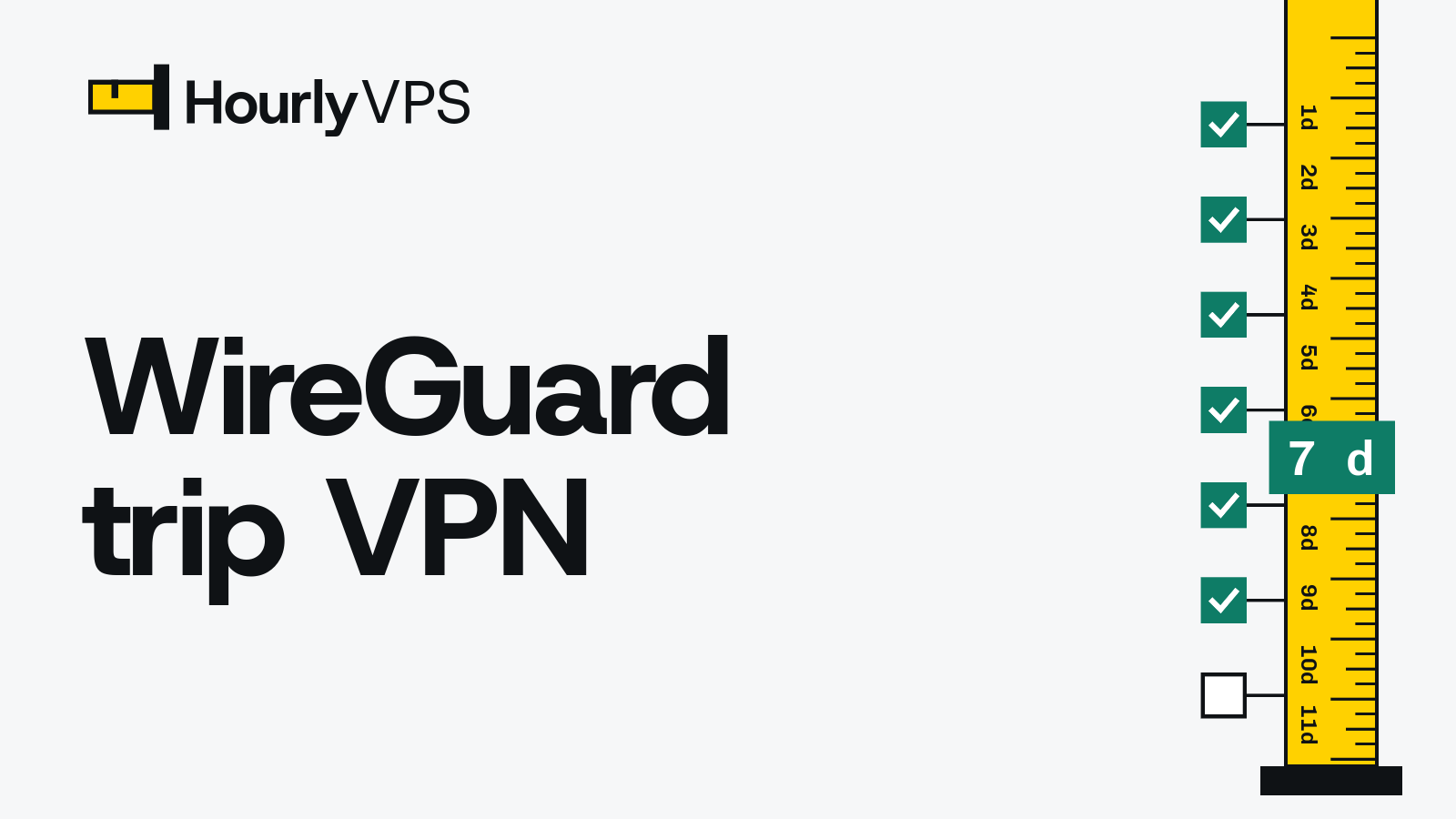 Title card reading “WireGuard trip VPN” for the HourlyVPS guide to a temporary WireGuard VPN on an Ubuntu 24.04 VPS